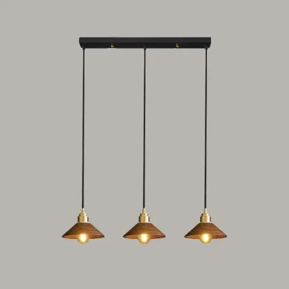 Modern Wooden Pendant Light, LED-Compatible, Dining Room Image - 3