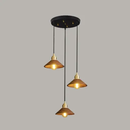 Modern Wooden Pendant Light, LED-Compatible, Dining Room Image - 5