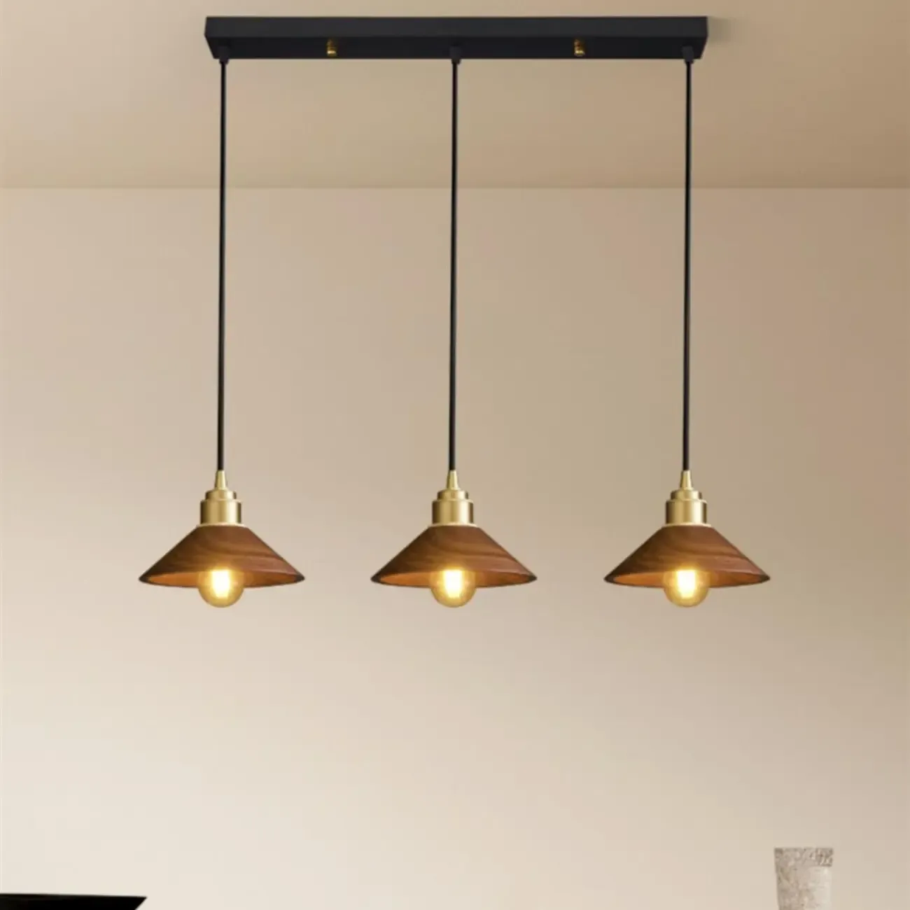 Modern Wooden Pendant Light, LED-Compatible, Dining Room Image - 6