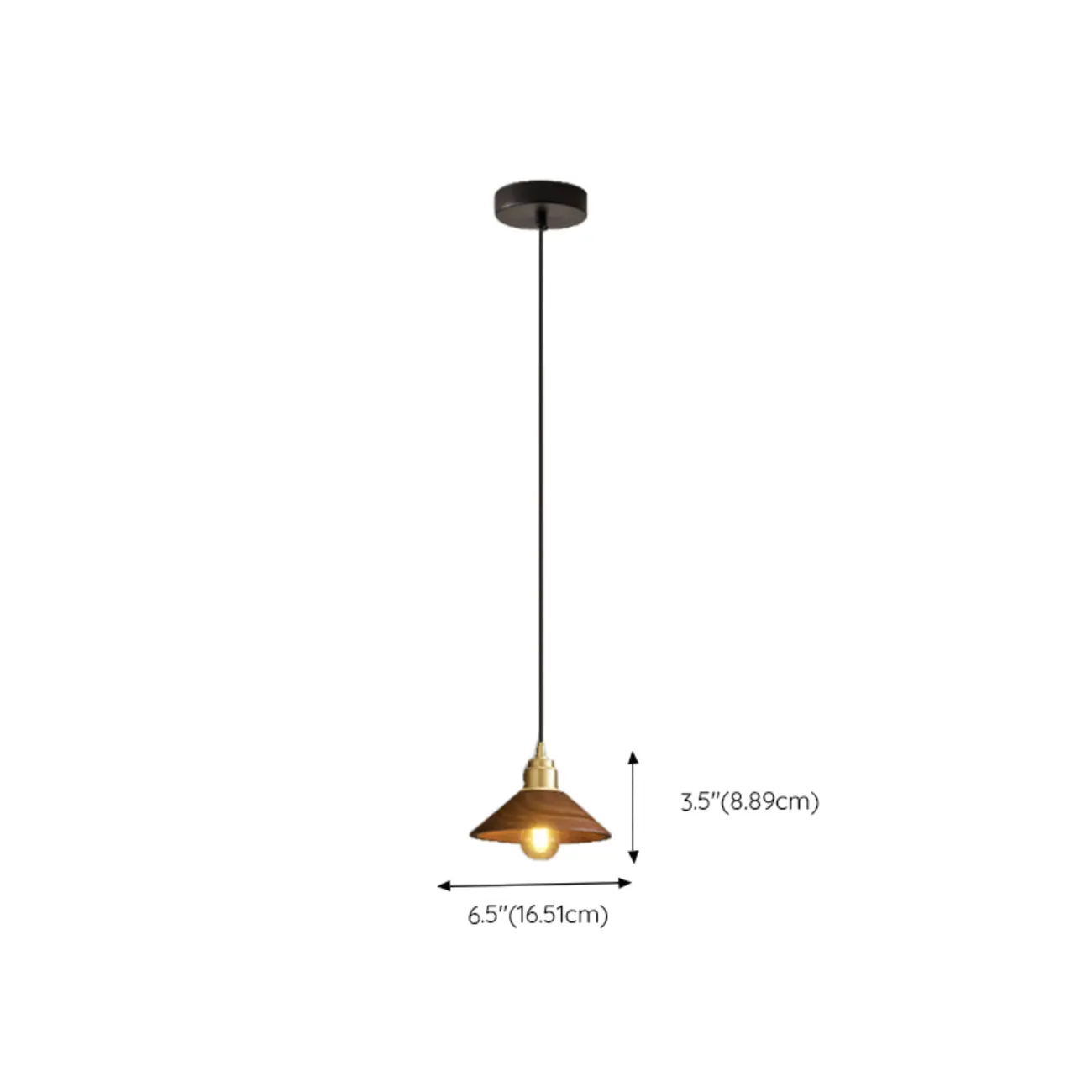 Modern Wood Cone Pendant Light for Dining Room #size