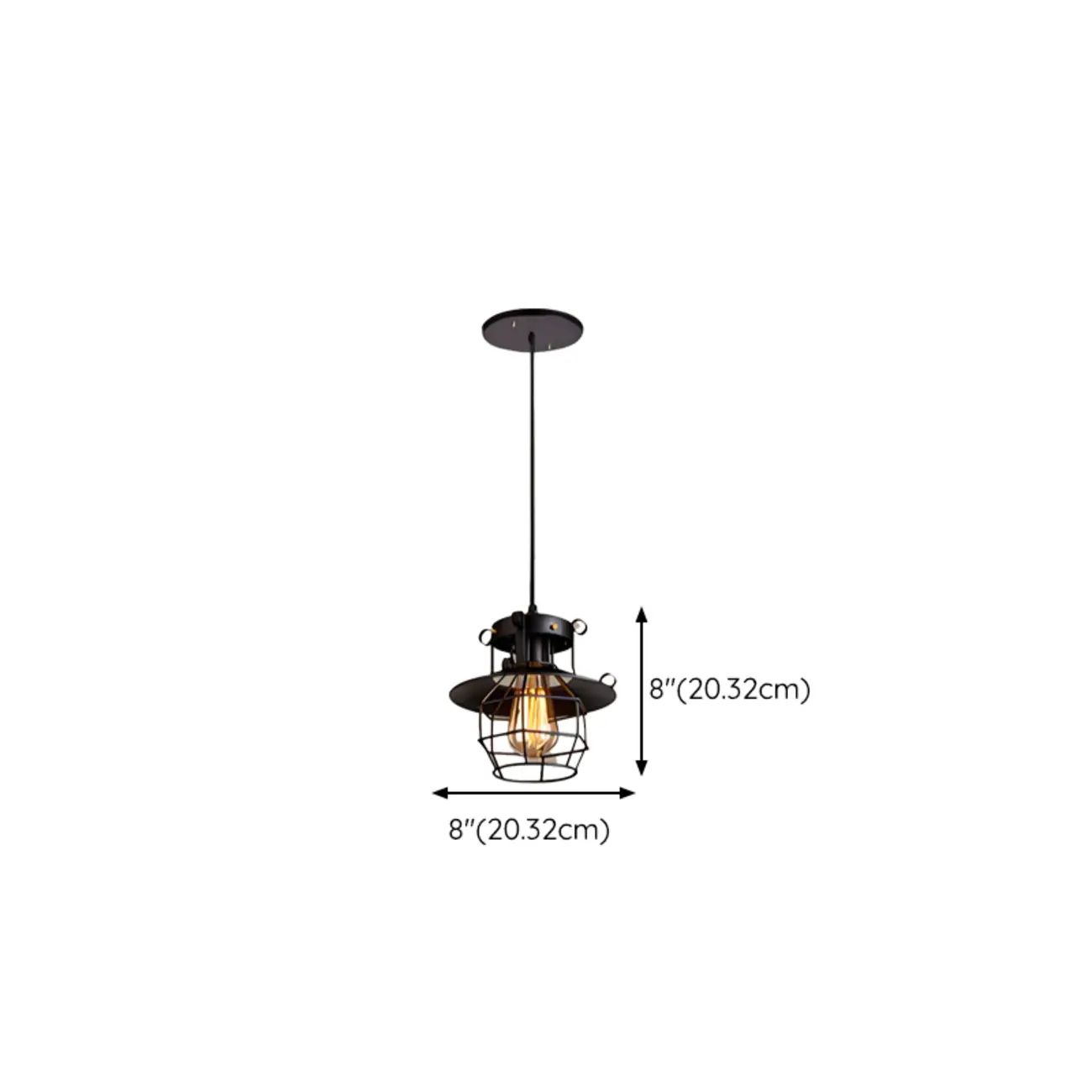 Industrial Metal Cage Hanging Pendant Light for Kitchen #size