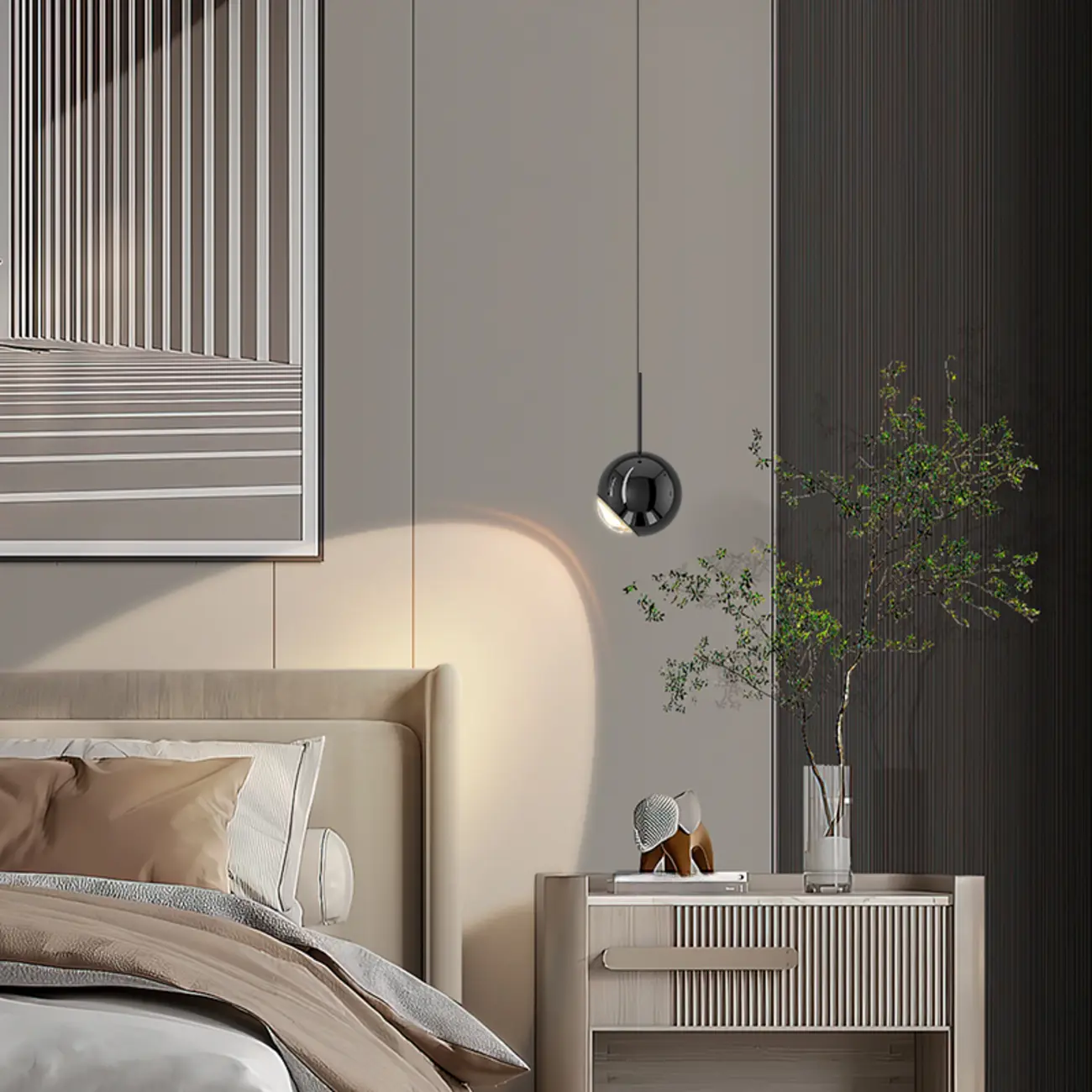 Modern Globe Dimmable LED Pendant Light for Bedroom | homeyfad