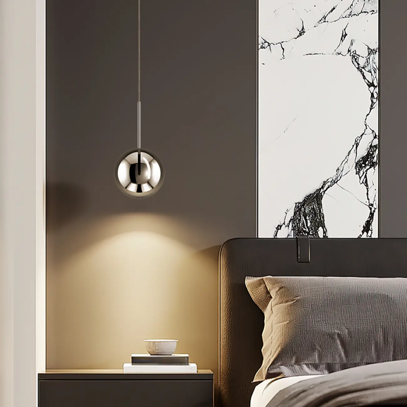 Modern Globe Dimmable LED Pendant Light for Bedroom | homeyfad