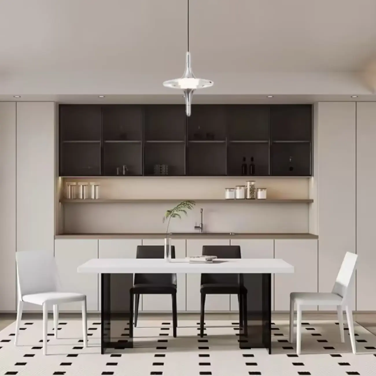 Modern Stainless Steel Geometric Crystal Pendant Light Image - 3 | homeyfad