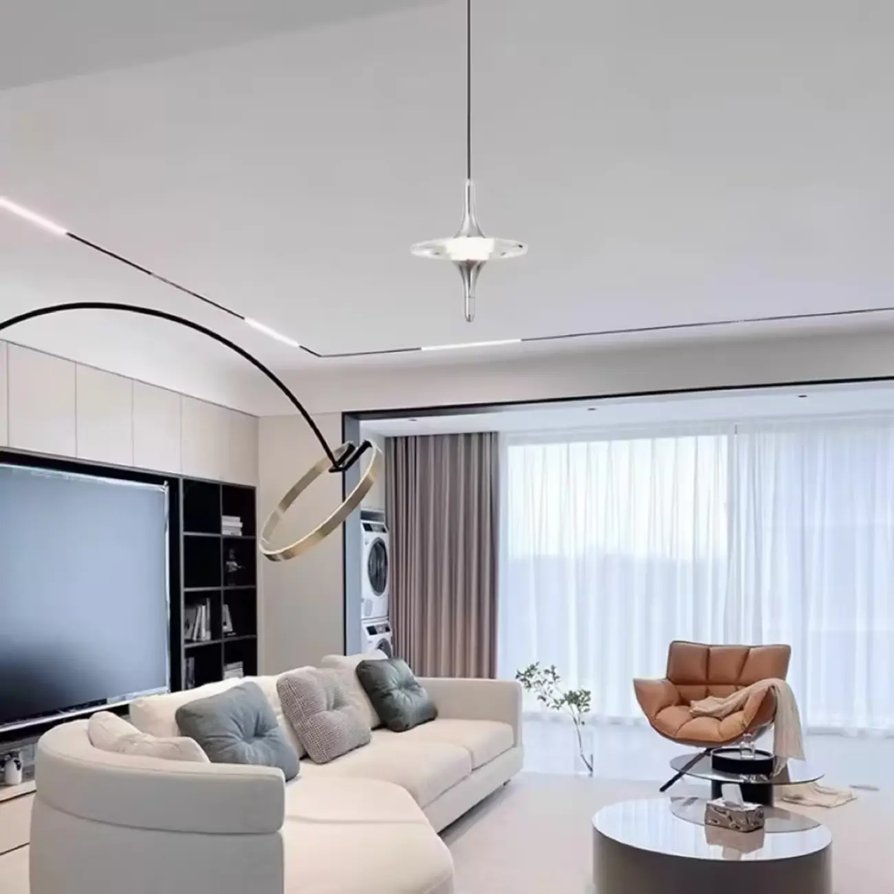 Modern Stainless Steel Geometric Crystal Pendant Light Image - 4 | homeyfad