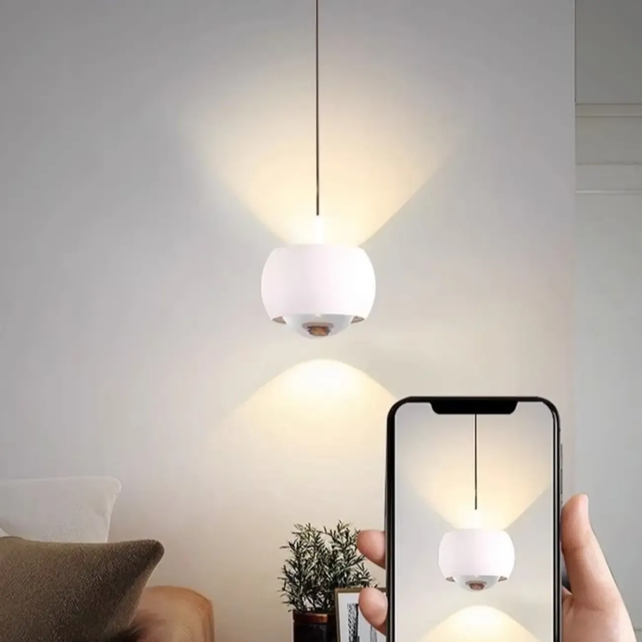 Modern 2-Light Metal Glass Globe LED Pendant Light Image - 3