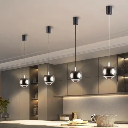 Modern 2-Light Metal Glass Globe LED Pendant Light Image - 5