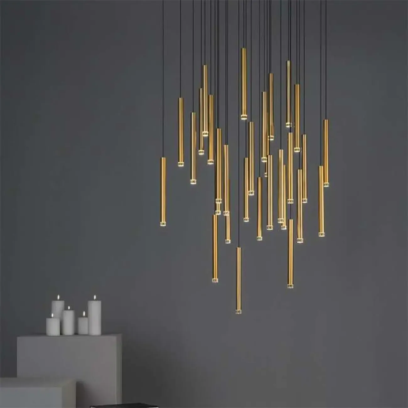 Modern Gold LED Pendant Light for Dining Room Image - 3