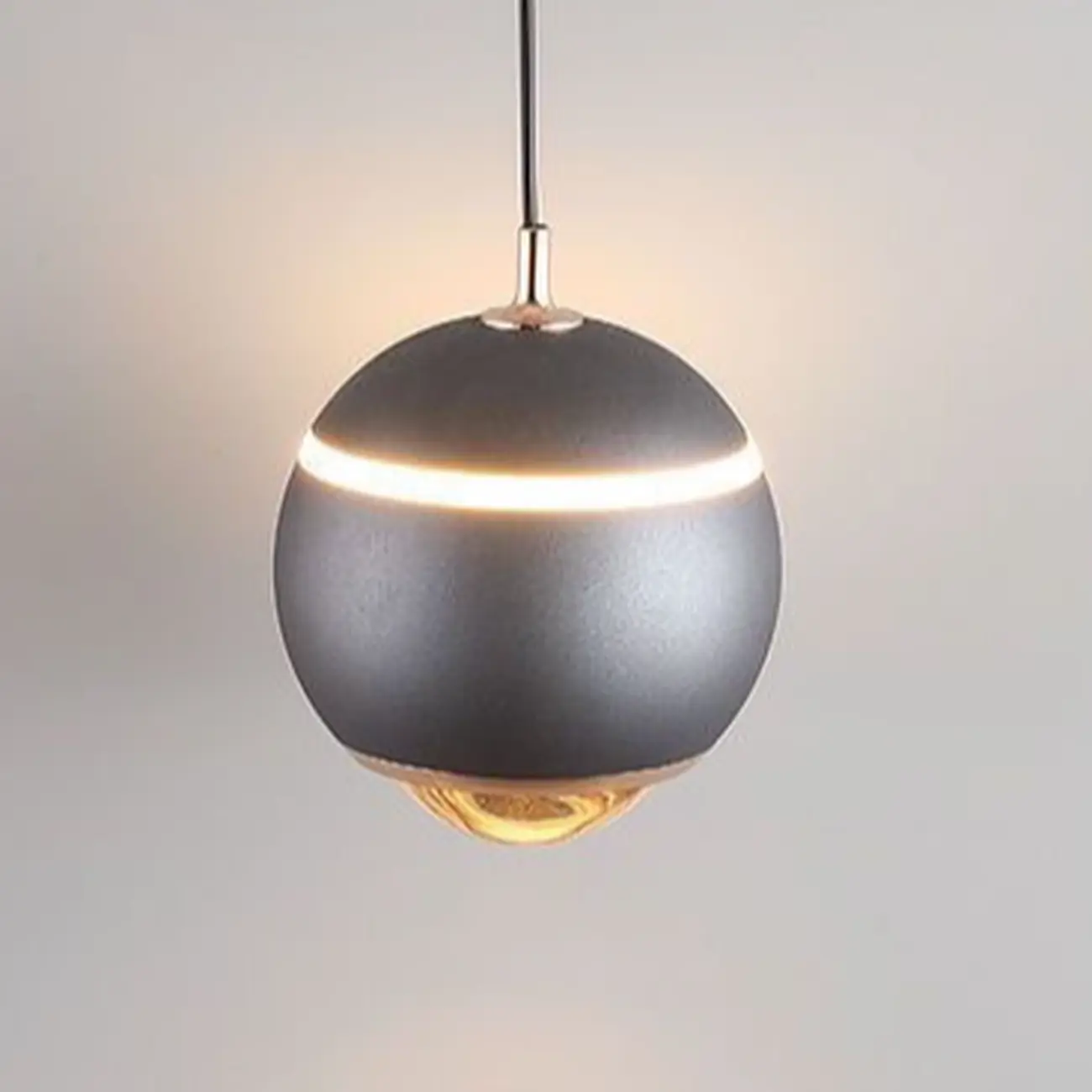 Modern Metal Glass Globe Pendant Light Warm LED Image - 10 | homeyfad