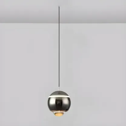 Modern Metal Glass Globe Pendant Light Warm LED Image - 14