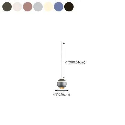 Modern Metal Glass Globe Pendant Light Warm LED #size