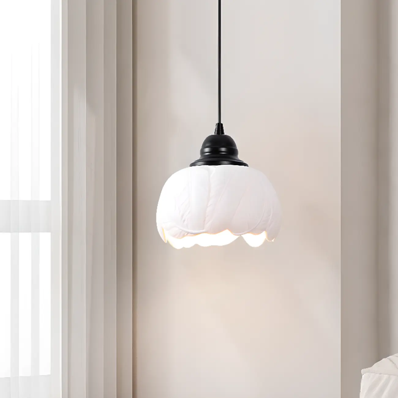 Modern White Ceramic Pendant Light Adjustable Height for Kitchen Image - 1 | homeyfad