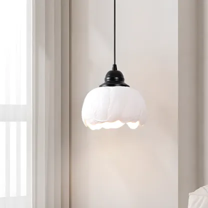 Modern White Ceramic Pendant Light Adjustable Height for Kitchen Image - 1