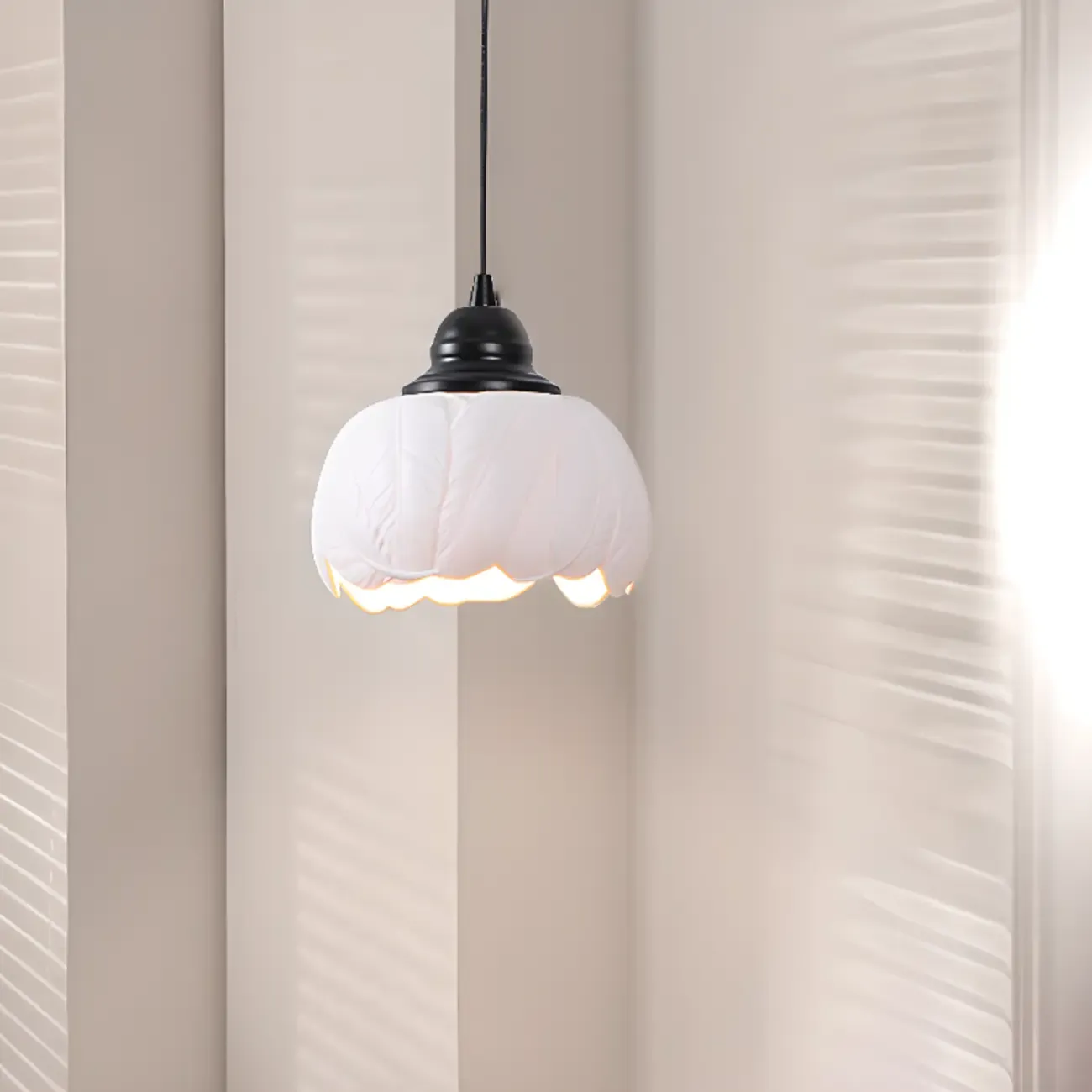 Modern White Ceramic Pendant Light Adjustable Height for Kitchen Image - 3