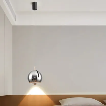 Modern Chrome Metal Dimming Globe Pendant Light Image - 2