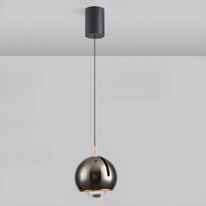 Modern Chrome Metal Dimming Globe Pendant Light Image - 5