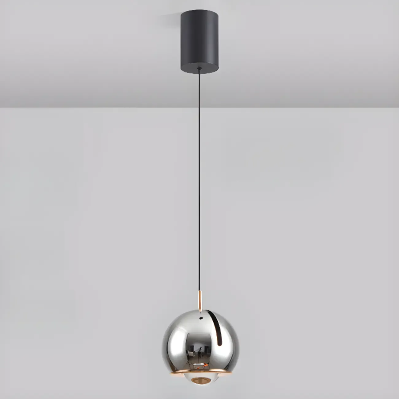 Modern Chrome Metal Dimming Globe Pendant Light Image - 7