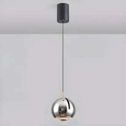Modern Chrome Metal Dimming Globe Pendant Light Image - 7