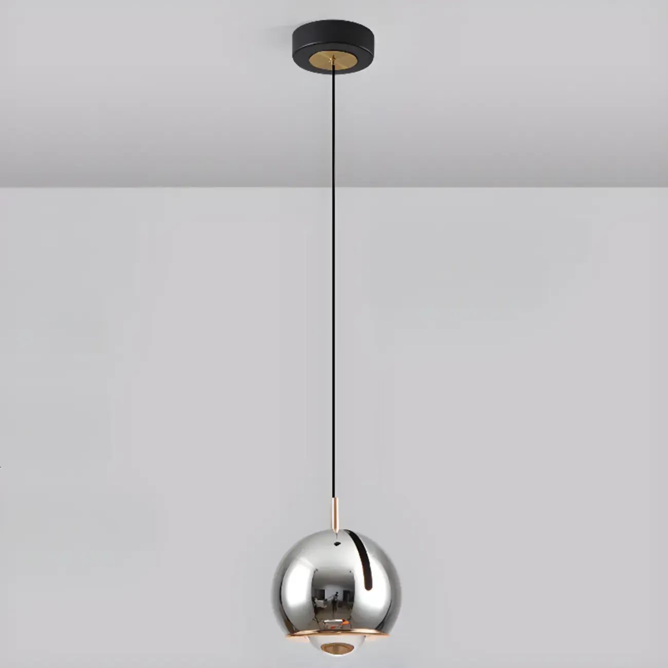 Modern Chrome Metal Dimming Globe Pendant Light Image - 8