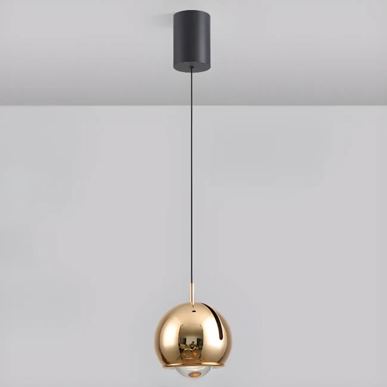 Modern Chrome Metal Dimming Globe Pendant Light Image - 9