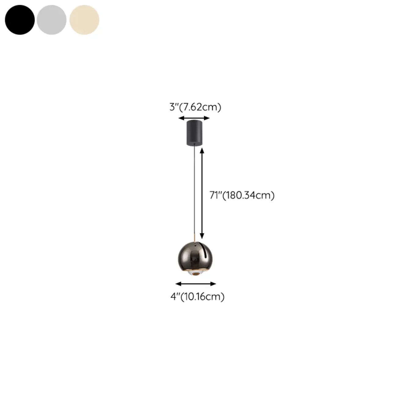 Modern Chrome Metal Dimming Globe Pendant Light #size