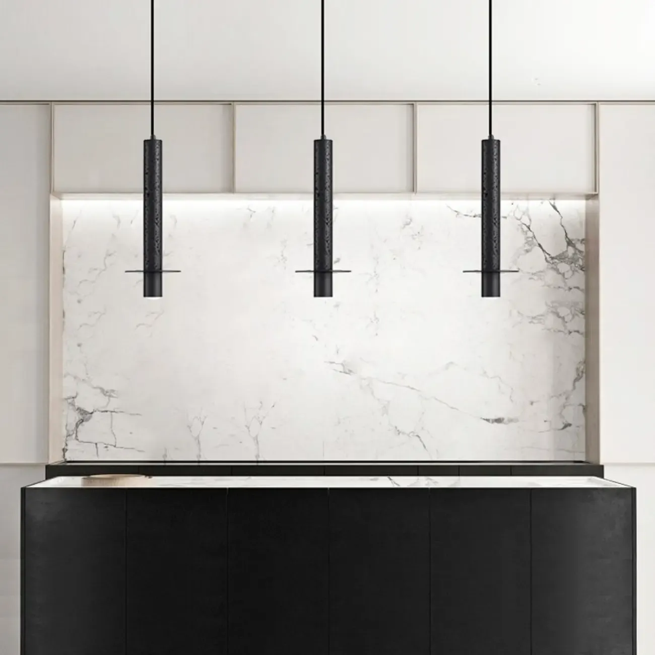 Stylish Mini Black Stone Pendant Light for Kitchen Island Image - 3