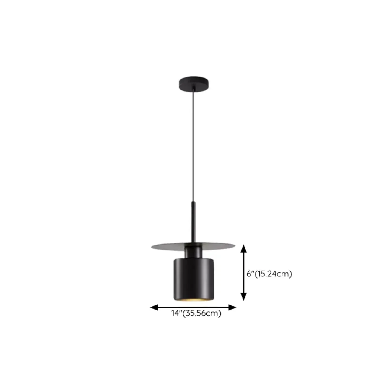 Modern Black Metal Geometric Pendant Light #size