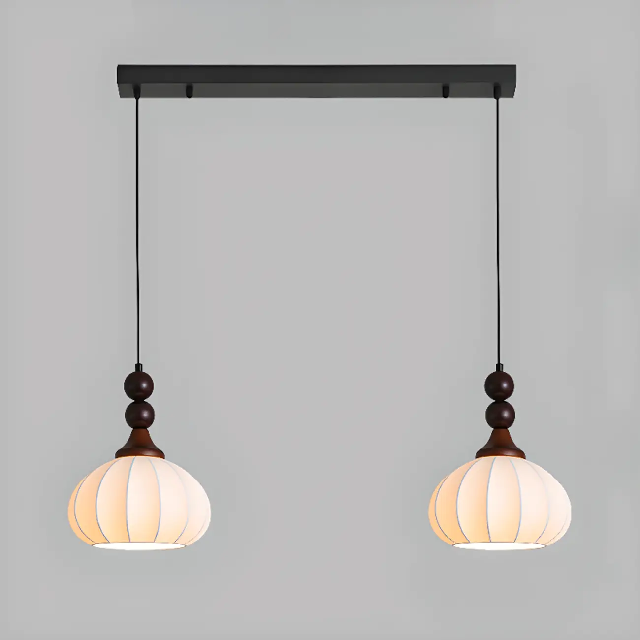 Modern Wood White Silk Dome Pendant Light | homeyfad