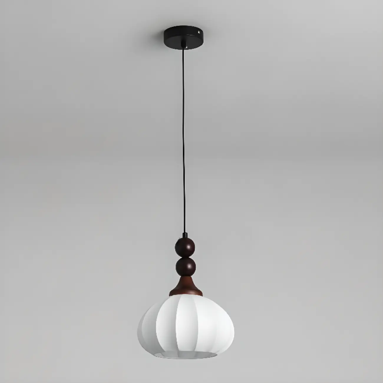 Modern Wood White Silk Dome Pendant Light | homeyfad