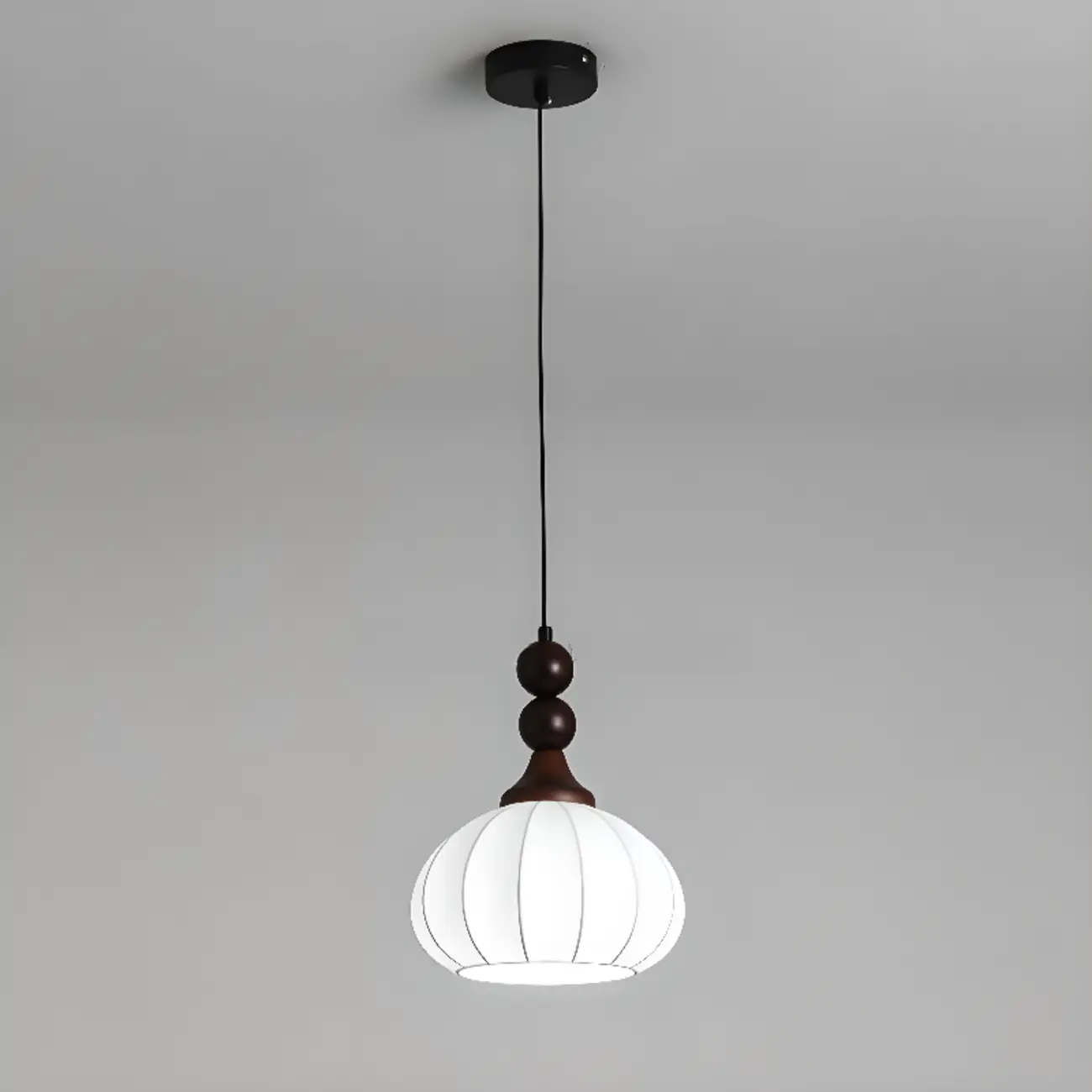 Modern Wood White Silk Dome Pendant Light | homeyfad