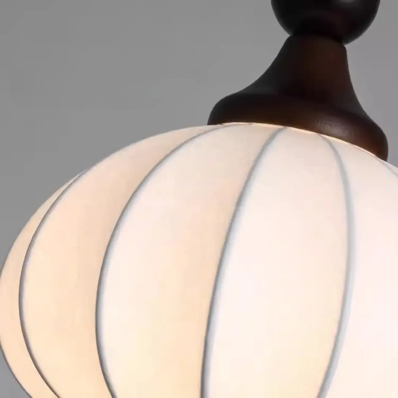 Modern Wood White Silk Dome Pendant Light