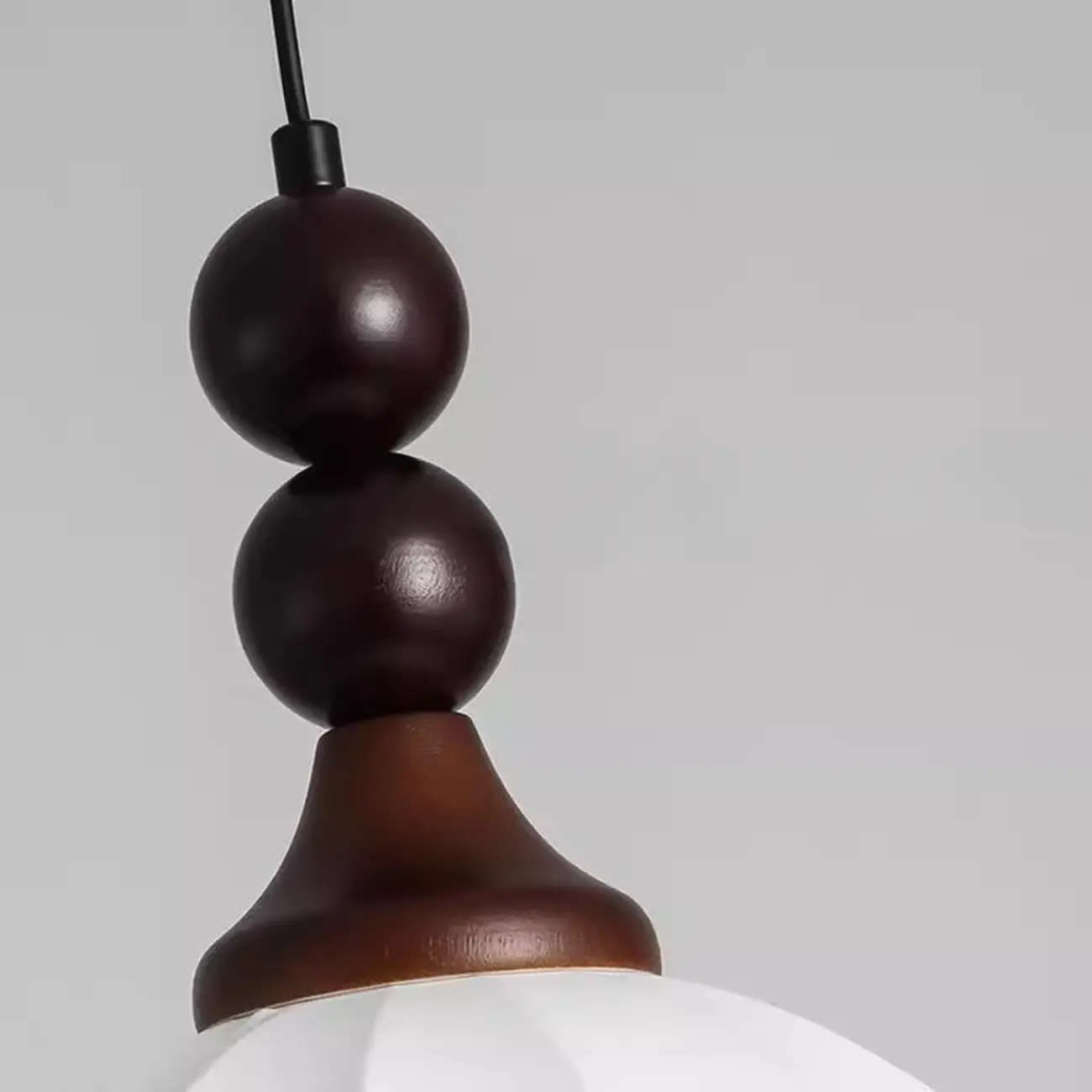 Modern Wood White Silk Dome Pendant Light | homeyfad