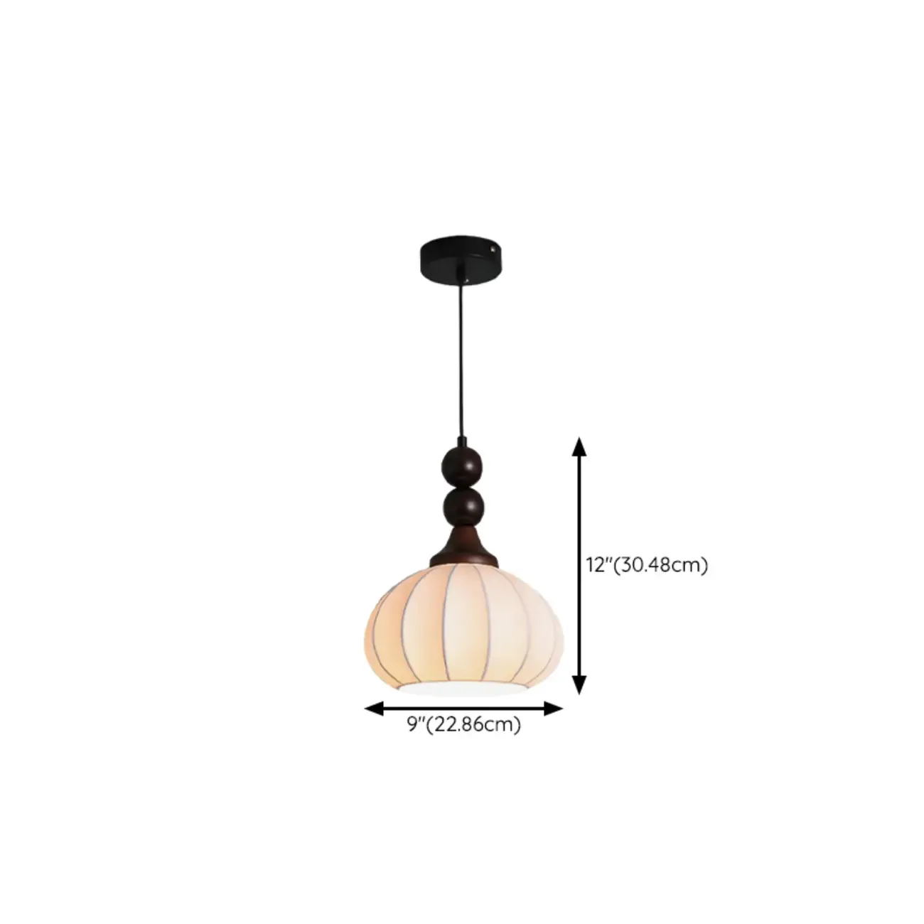 Modern Wood White Silk Dome Pendant Light