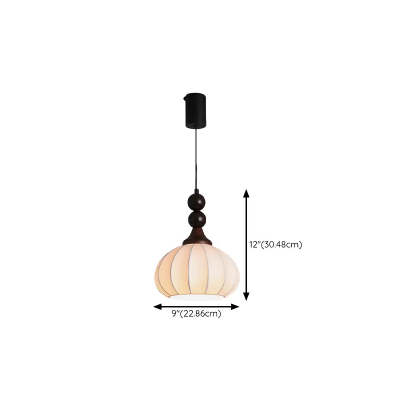 Modern Wood White Silk Dome Pendant Light