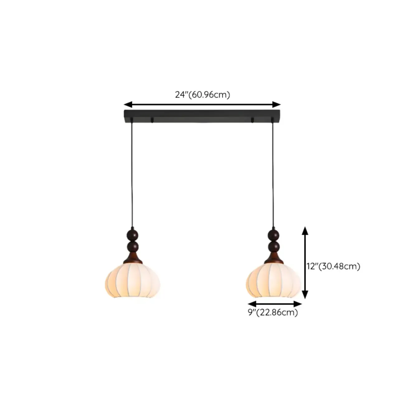 Modern Wood White Silk Dome Pendant Light