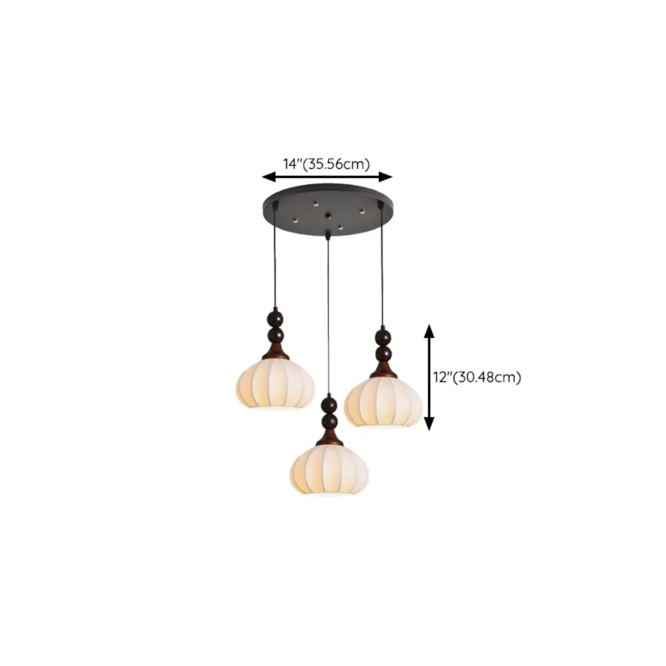 Modern Wood White Silk Dome Pendant Light