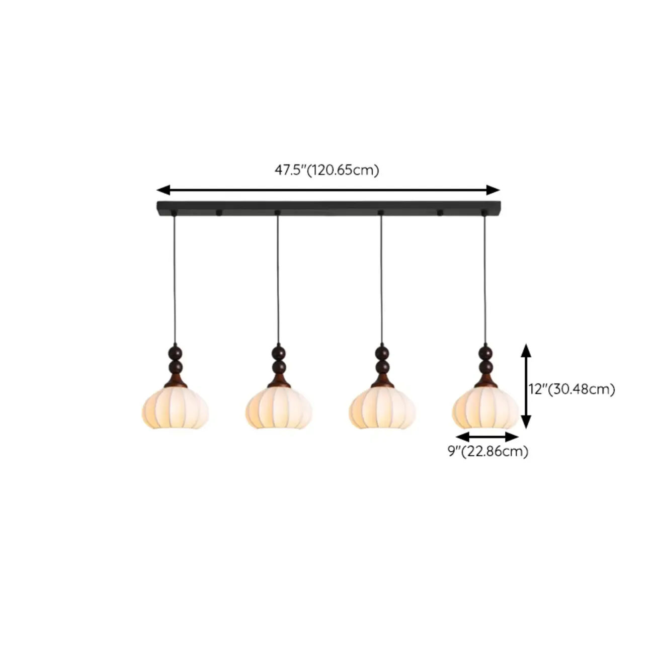 Modern Wood White Silk Dome Pendant Light