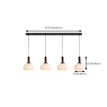 Modern Wood White Silk Dome Pendant Light