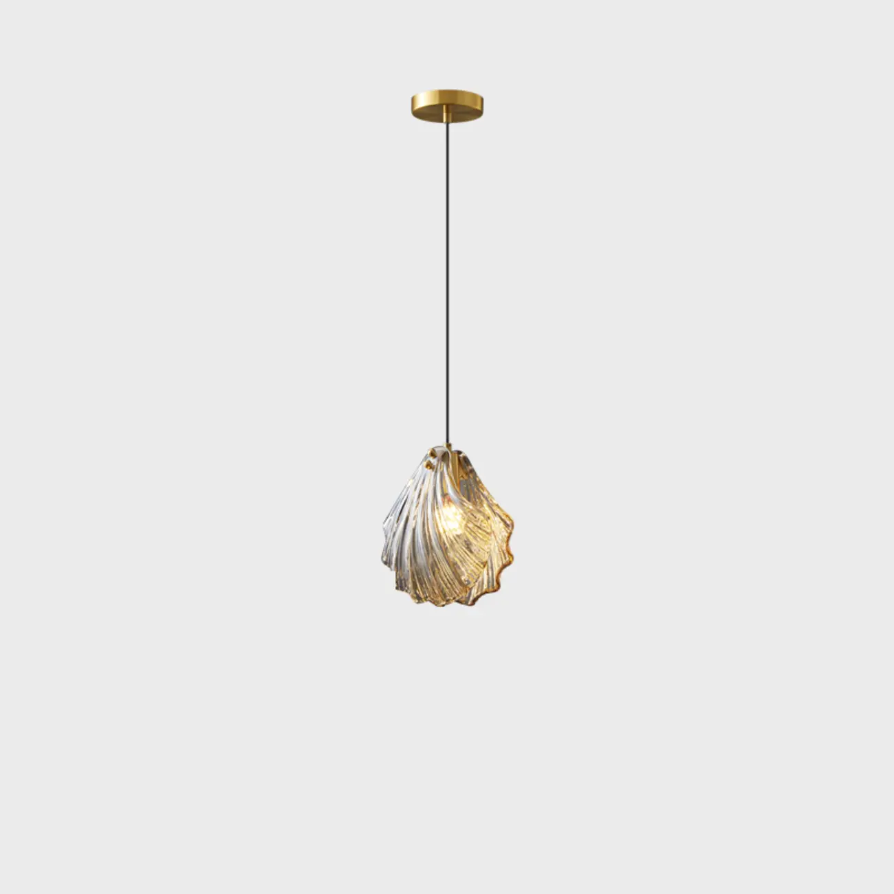 Modern Gold Clear Glass Shell Pendant Light | homeyfad