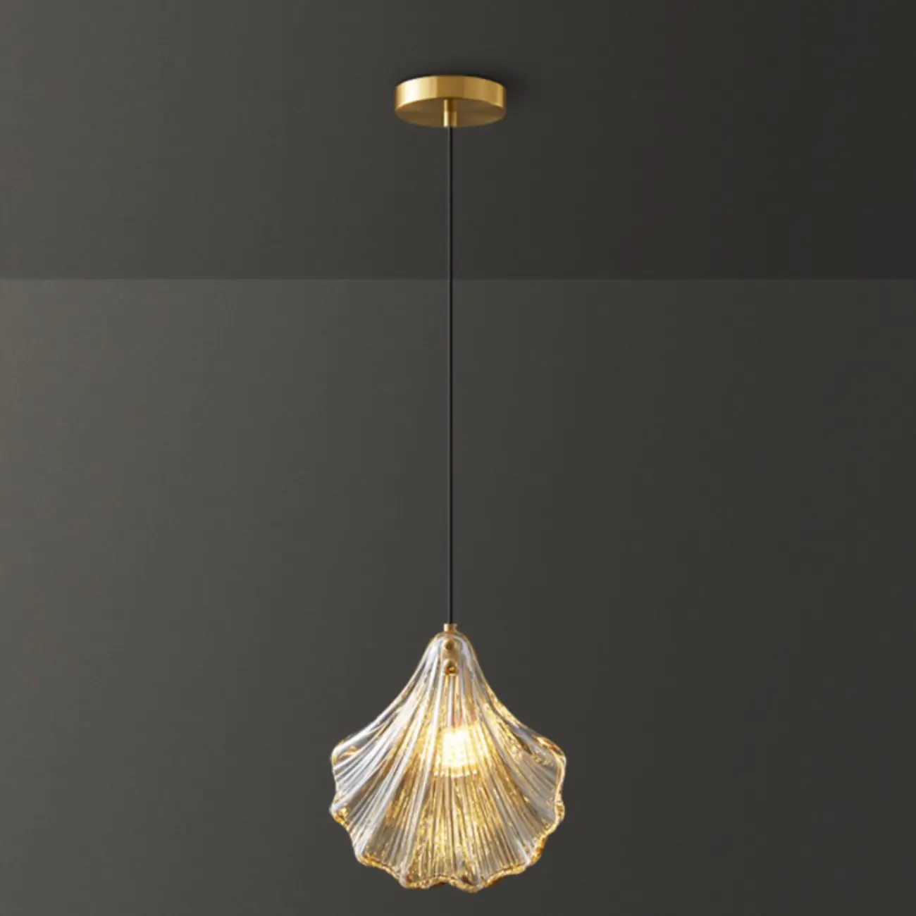 Modern Gold Clear Glass Shell Pendant Light | homeyfad