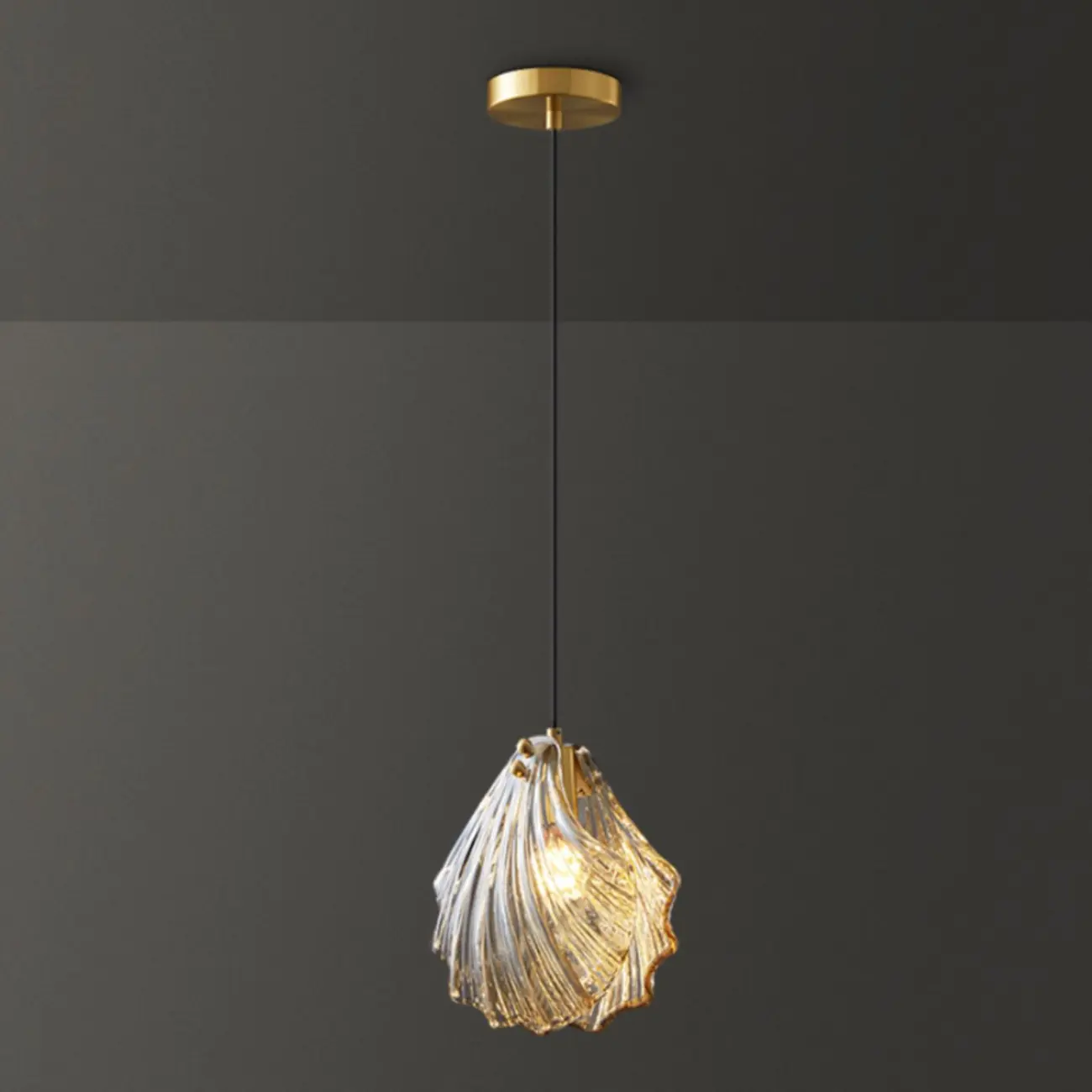 Modern Gold Clear Glass Shell Pendant Light | homeyfad