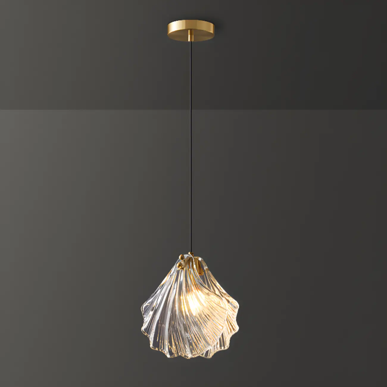Modern Gold Clear Glass Shell Pendant Light | homeyfad