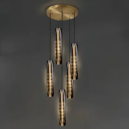 Modern Cylinder Crystal Pendant Light LED for Kitchen Dining Image - 10