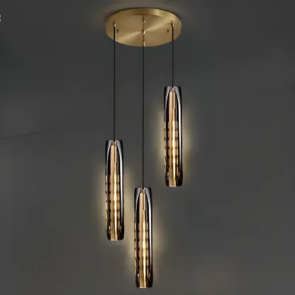 Modern Cylinder Crystal Pendant Light LED for Kitchen Dining Image - 11