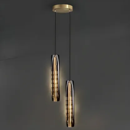 Modern Cylinder Crystal Pendant Light LED for Kitchen Dining Image - 12