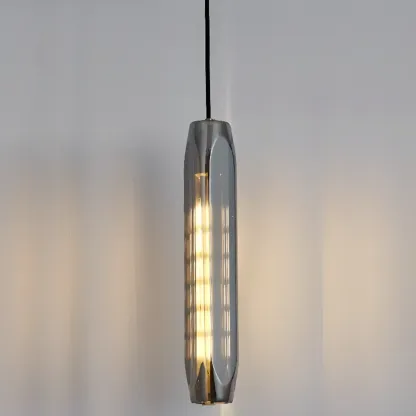 Modern Cylinder Crystal Pendant Light LED for Kitchen Dining Image - 14
