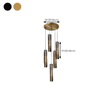 Modern Cylinder Crystal Pendant Light LED for Kitchen Dining Image - 19