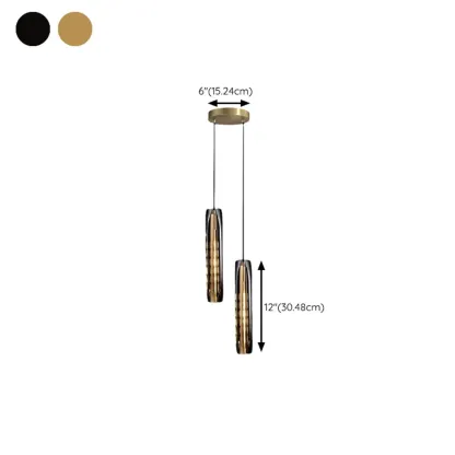 Modern Cylinder Crystal Pendant Light LED for Kitchen Dining Image - 20