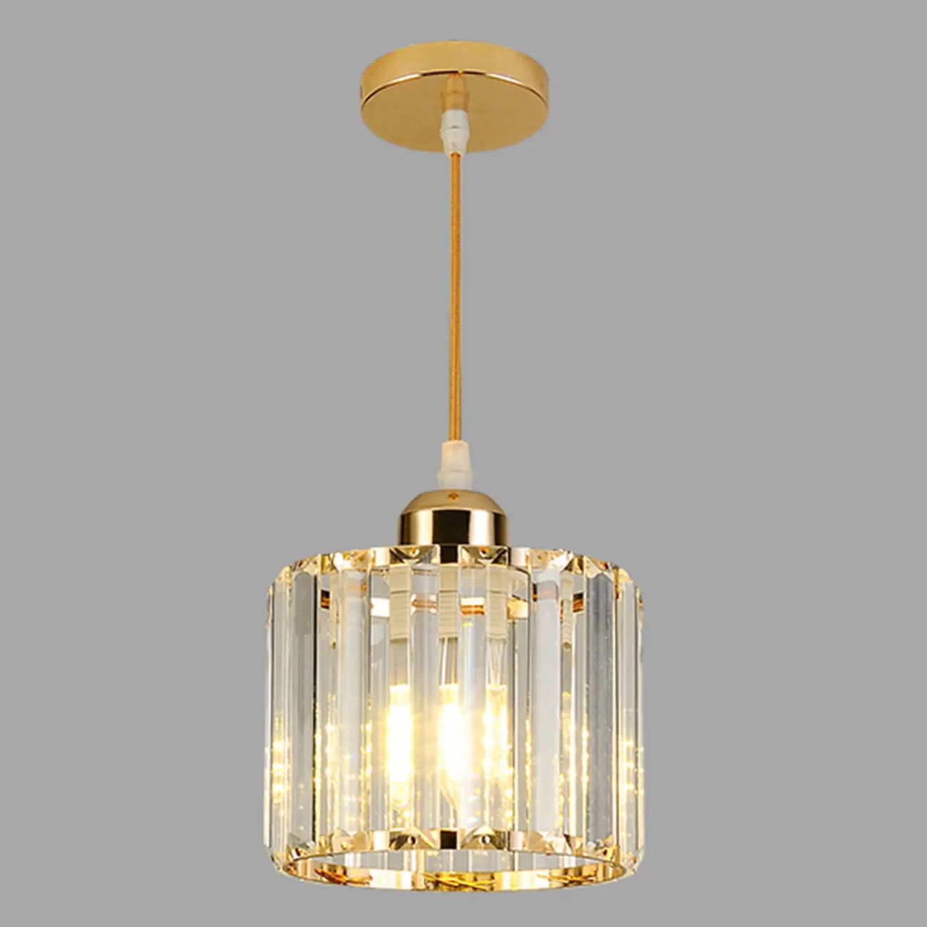  Art Deco Gold Metal Crystal Geometric Pendant Light Image - 5 | homeyfad