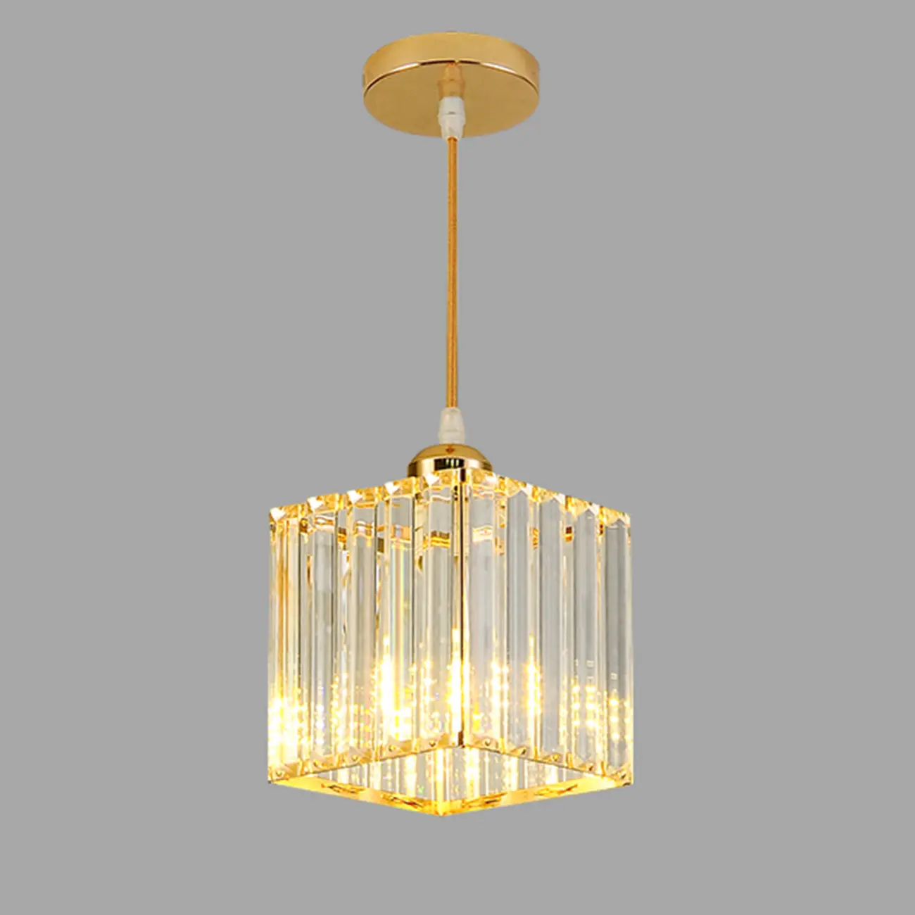  Art Deco Gold Metal Crystal Geometric Pendant Light Image - 7 | homeyfad